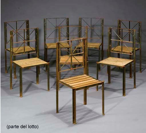 SERIE DI OTTO SEDIE DA GIARDINO IN FERRO,