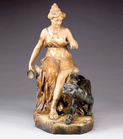 FIGURA DI DONNA IN CERAMICA DIPINTA, INIZI SECOLO XX,