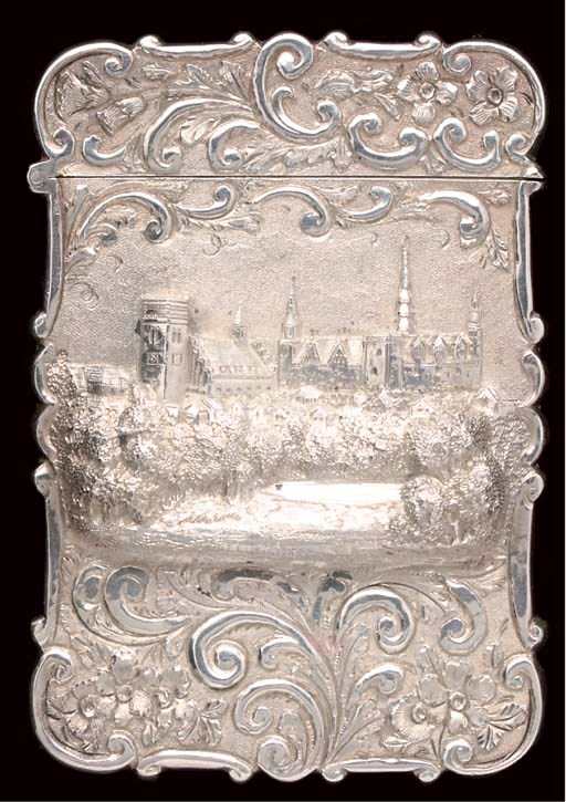 A Victorian "castle-top" card case