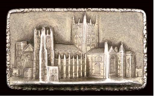 A Victorian silver-gilt "castle-top" vinaigrette