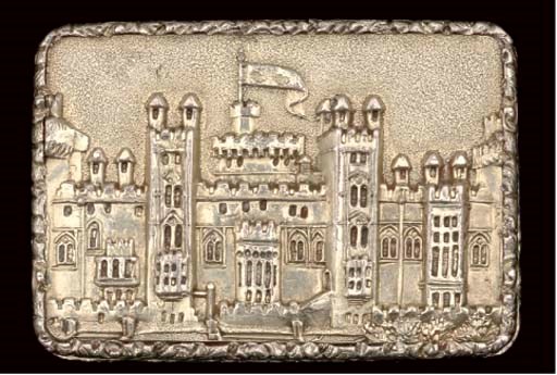 A Victorian silver-gilt "castle-top" vinaigrette