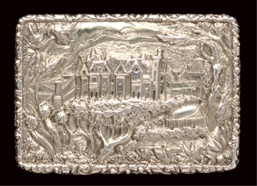A Willian IV silver-gilt "castle-top" vinaigrette