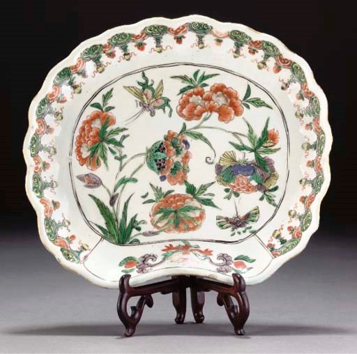 A famille verte shaped stand, Kangxi