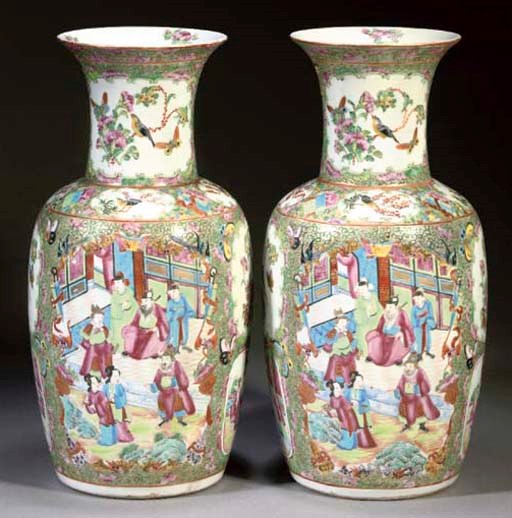 A pair of Cantonese vases, 19th century