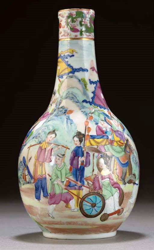 A Cantonese famille rose bottle vase, 19th century