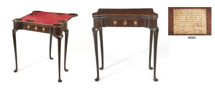 A QUEEN ANNE MAHOGANY TURRET-TOP CARD TABLE