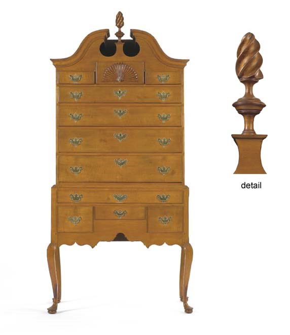 A QUEEN ANNE MAPLE HIGH CHEST-OF-DRAWERS