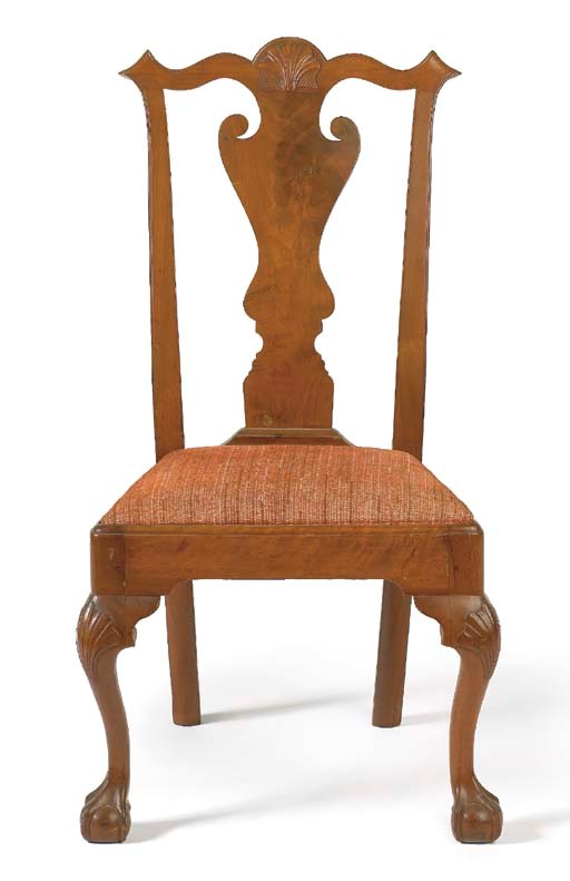 A CHIPPENDALE CARVED WALNUT SIDE CHAIR