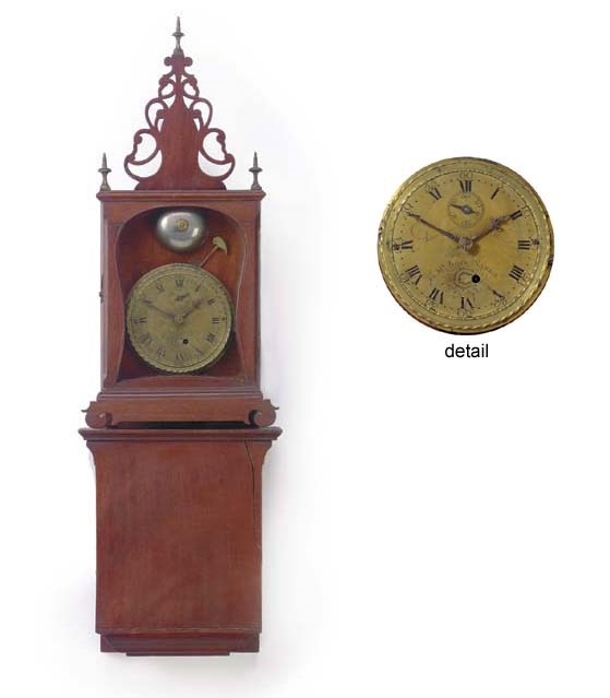 A CHIPPENDALE MAHOGANY WALL CLOCK