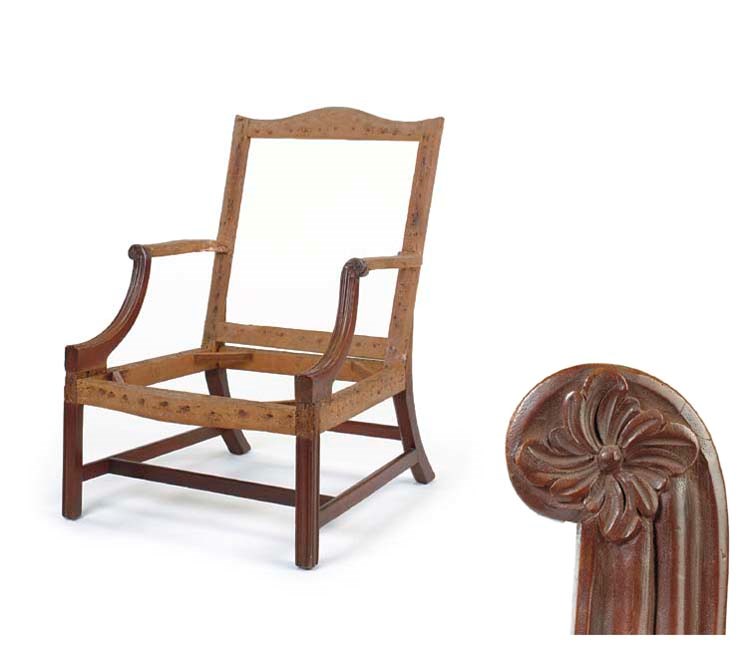 THE RUTLEDGE FAMILY CARVED MAHOGANY "FRENCH" CHAIR