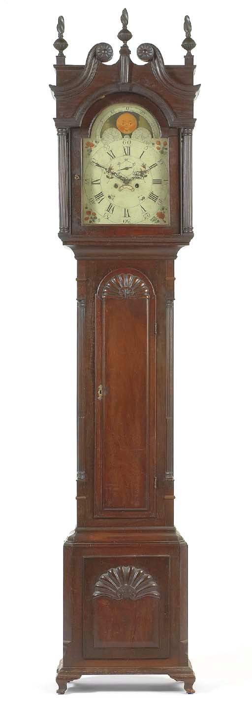 A CHIPPENDALE MAHOGANY BLOCK-AND-SHELL TALL-CASE CLOCK