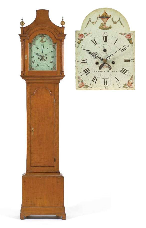 A CHIPPENDALE FIGURED MAPLE TALL-CASE CLOCK