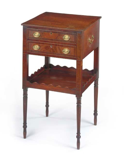 A FEDERAL MAHOGANY VENEERED WORK TABLE
