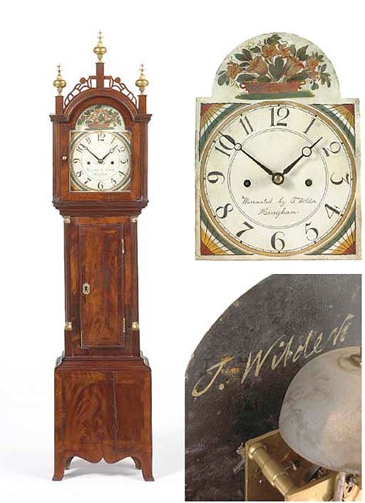 A FEDERAL INLAID AND VENEERED MAHOGANY DWARF CLOCK