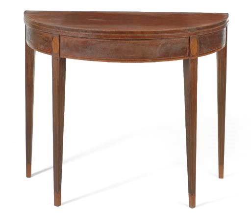 A FEDERAL INLAID MAHOGANY DEMILUNE CARD TABLE