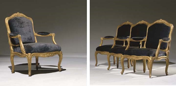 SUITE DE QUATRE FAUTEUILS A LA REINE A CHASSIS D'EPOQUE LOUIS XV