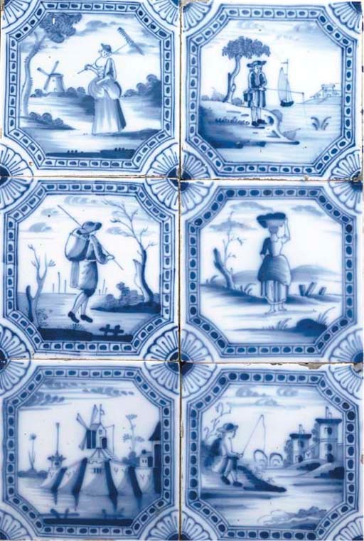 A COLLECTION OF DELFT BLUE AND WHITE TILES
