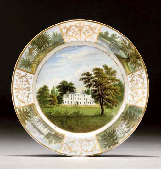 A CONTINENTAL PORCELAIN TOPOGRAPHICAL PLATE