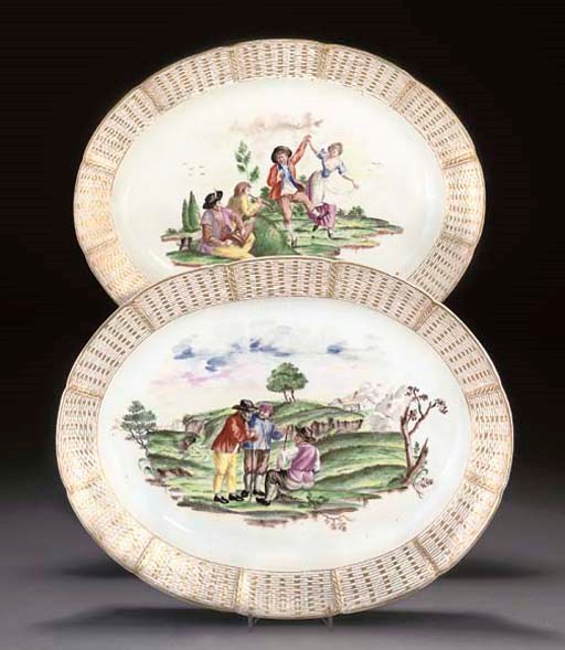 TWO NYMPHENBURG OVAL SERVING-DISHES FROM THE HOLLANDISCHEN BAUEM SERVICE