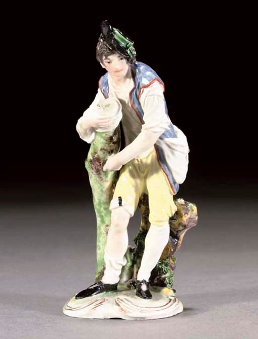 A LUDWIGSBURG FIGURE OF A GARDENER
