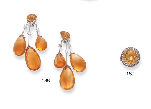 BAGUE CITRINE, RUBIS, TSAVORITES ET DIAMANTS