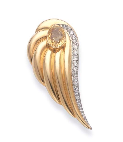 CLIP SAPHIR JAUNE ET DIAMANTS, PAR SUZANNE BELPERRON