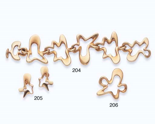 PAIRE DE CLIPS D'OREILLES "SPLASH" EN OR, PAR GEORG JENSEN