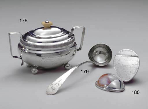 TWO SILVER-MOUNTED SHELL SNUFF BOXES
