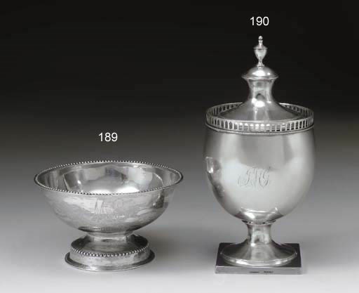 A SILVER SUGAR URN AND COVER