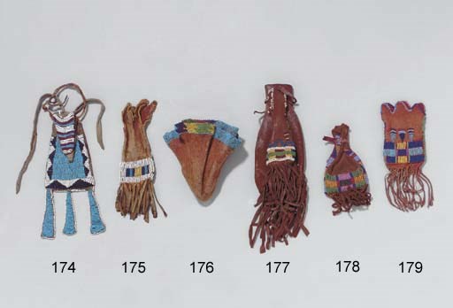 A PLAINS BEADED HIDE PAINT BAG