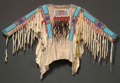 A CROW BEADED HIDE WAR SHIRT