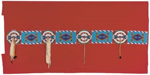 A WESTERN PLATEAU BEADED HIDE BLANKET STRIP