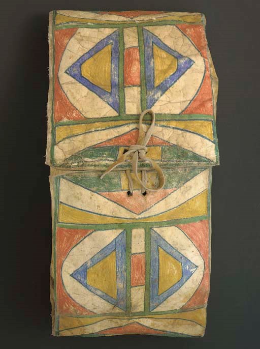 A PLATEAU PAINTED PARFLECHE STORAGE ENVELOPE