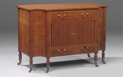 A GEORGE III SYCAMORE AND LACEWOOD BANDED DRESSING TABLE