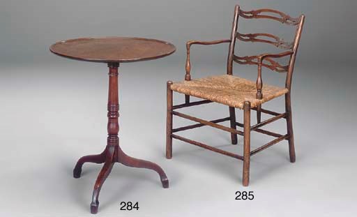A LATE REGENCY PROVINCIAL ASH AND FRUITWOOD ARMCHAIR
