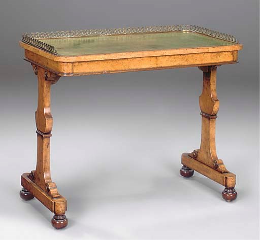 A GEORGE IV BURR ELM LIBRARY TABLE