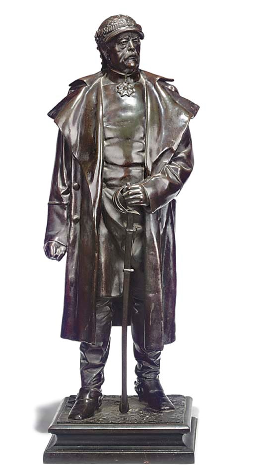 AN ELECTROTYPE BRONZE FIGURE OF BISMARK