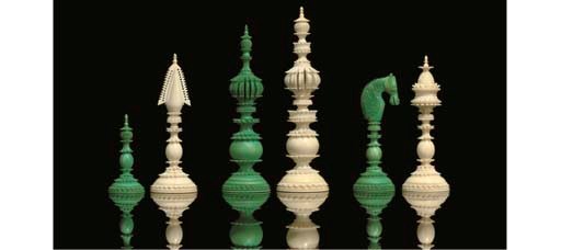 AN ANGLO-INDIAN IVORY CHESS SET