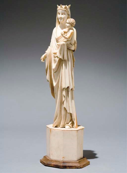 STATUE D'UNE VIERGE A L'ENFANT COURONNEE