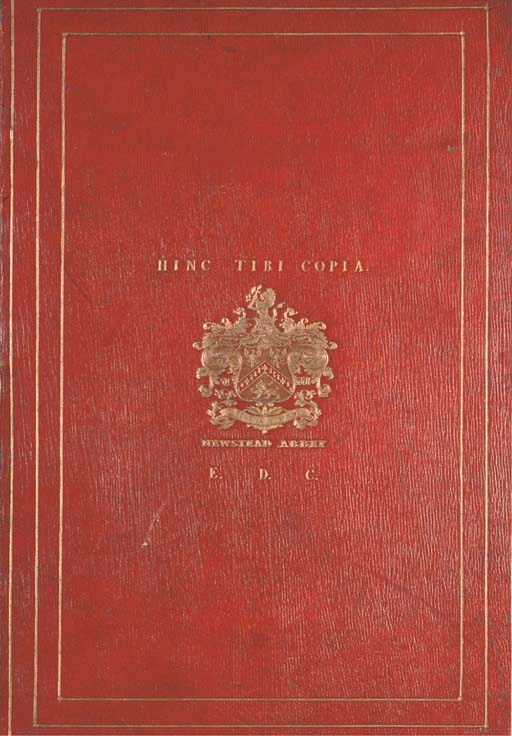 ,APIAN OF ALEXANDRIA.  Romanarum historiarum. Paris: C. Estienne, 1551. 2° (334 x 227mm). Title in Greek and Latin, text in Greek, woodcut headpieces and initials (occasional light spotting). 17th-century red morocco gilt, arms of Newstead Abbey on sides, "Hinc tibi copia. E.D.C." stamped in gilt on front cover (lightly rubbed, a few scuff marks, spine sunfaded), gilt edges. Provenance: NEWSTEAD ABBEY (arms on sides); A. Hurault (signature on title); Marcus Anthony Morgan (signature on title); L.A. Burd (bookplate); Repton School (bookplate).