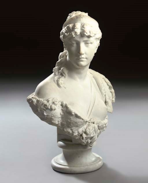 An Italian marble bust of Diana the Huntress
