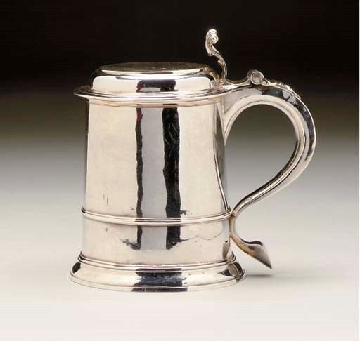 A GEORGE I SILVER TANKARD,