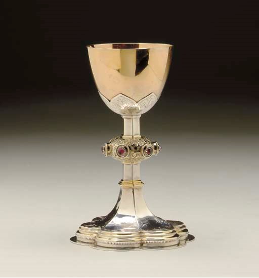 A VICTORIAN PARCEL-GILT SILVER CHALICE,