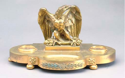 AN EMPIRE STYLE ORMOLU ENCRIER,