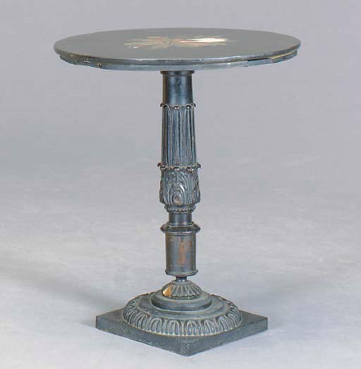AN ITALIAN EBONIZED PIETRE DURE CIRCUALR OCCASIONAL TABLE,