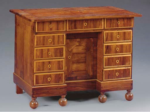 A NORTHERN EUROPEAN NEOCLASSIC KINGWOOD ROSEWOOD AND FRUITWOOD BUREAU,