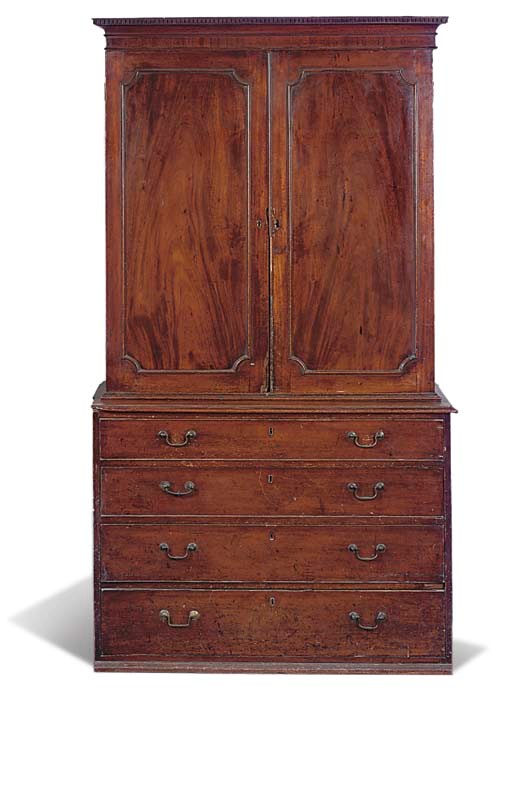 A GEORGE III MAHOGANY CABINET ON CHEST