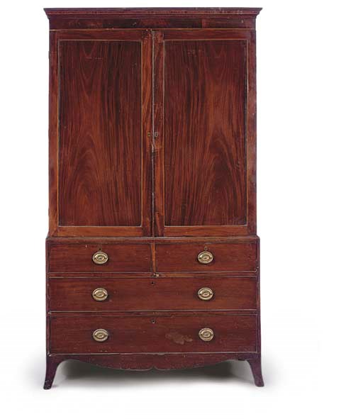 A GEORGE III MAHOGANY LINEN PRESS