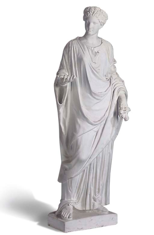 AN ENGLISH PAINTED PLASTER FIGURE OF 'FLORA'