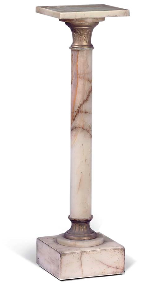 A FRENCH GILT-METAL MOUNTED ONYX PEDESTAL